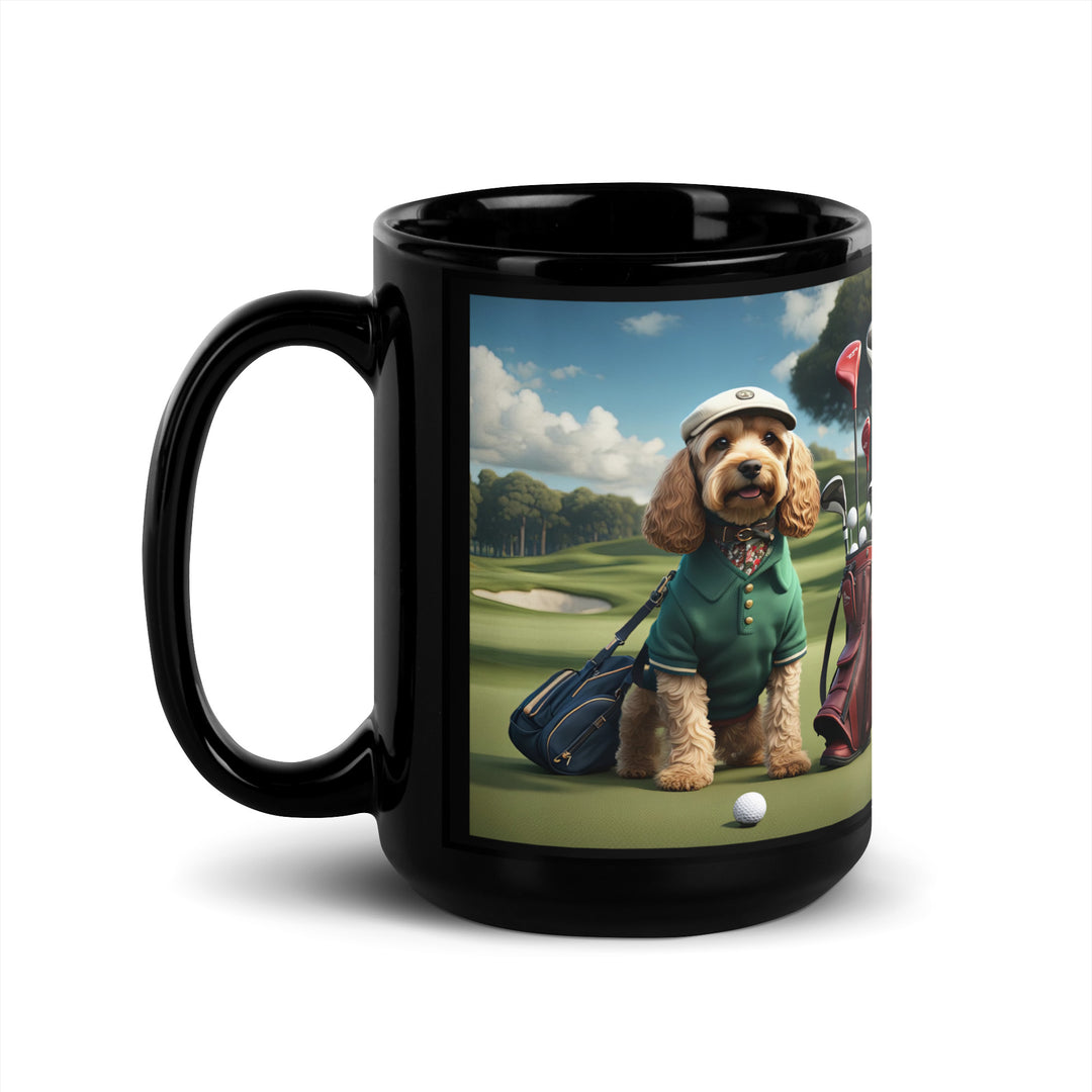 Cockapoo Golfer- Black Glossy Mug