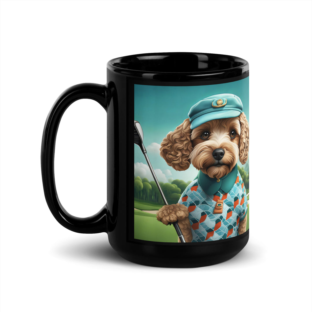 Cockapoo Golfer- Black Glossy Mug v3