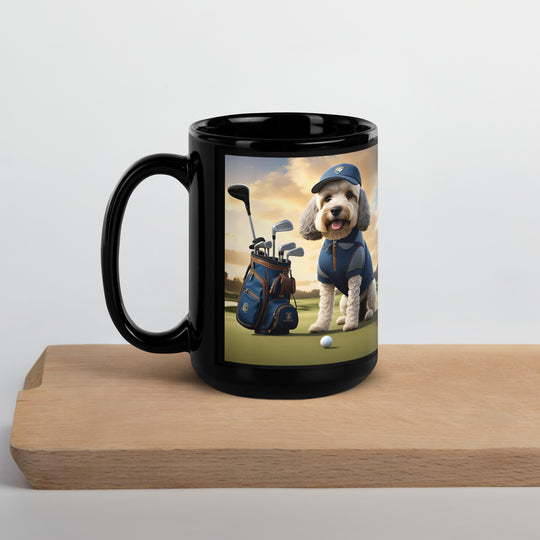 Cockapoo Golfer- Black Glossy Mug v8