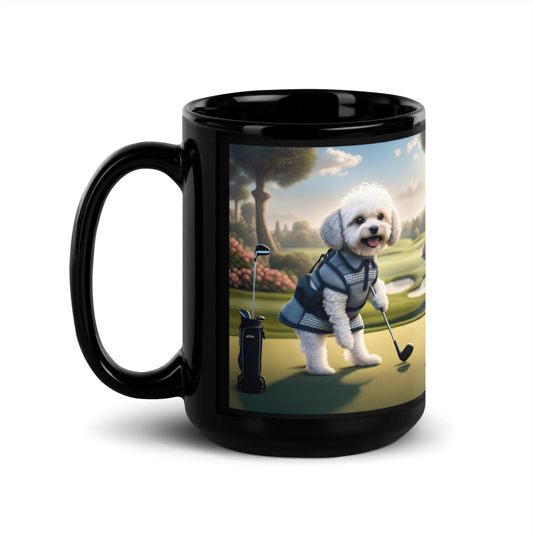 Maltipoo Golfer- Black Glossy Mug