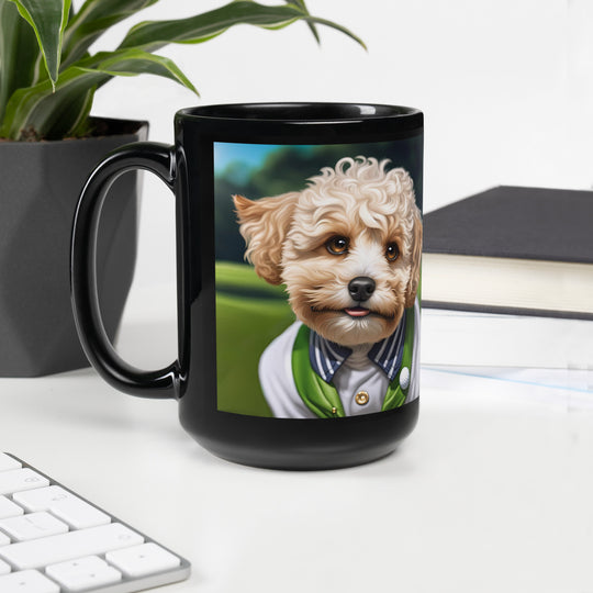 Maltipoo Golfer- Black Glossy Mug v2