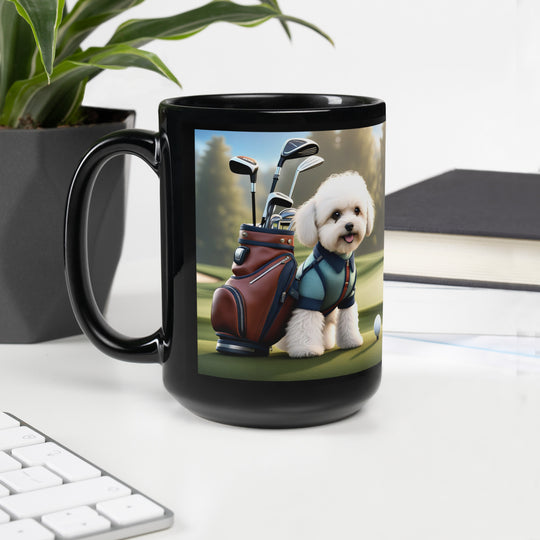 Maltipoo Golfer- Black Glossy Mug v4