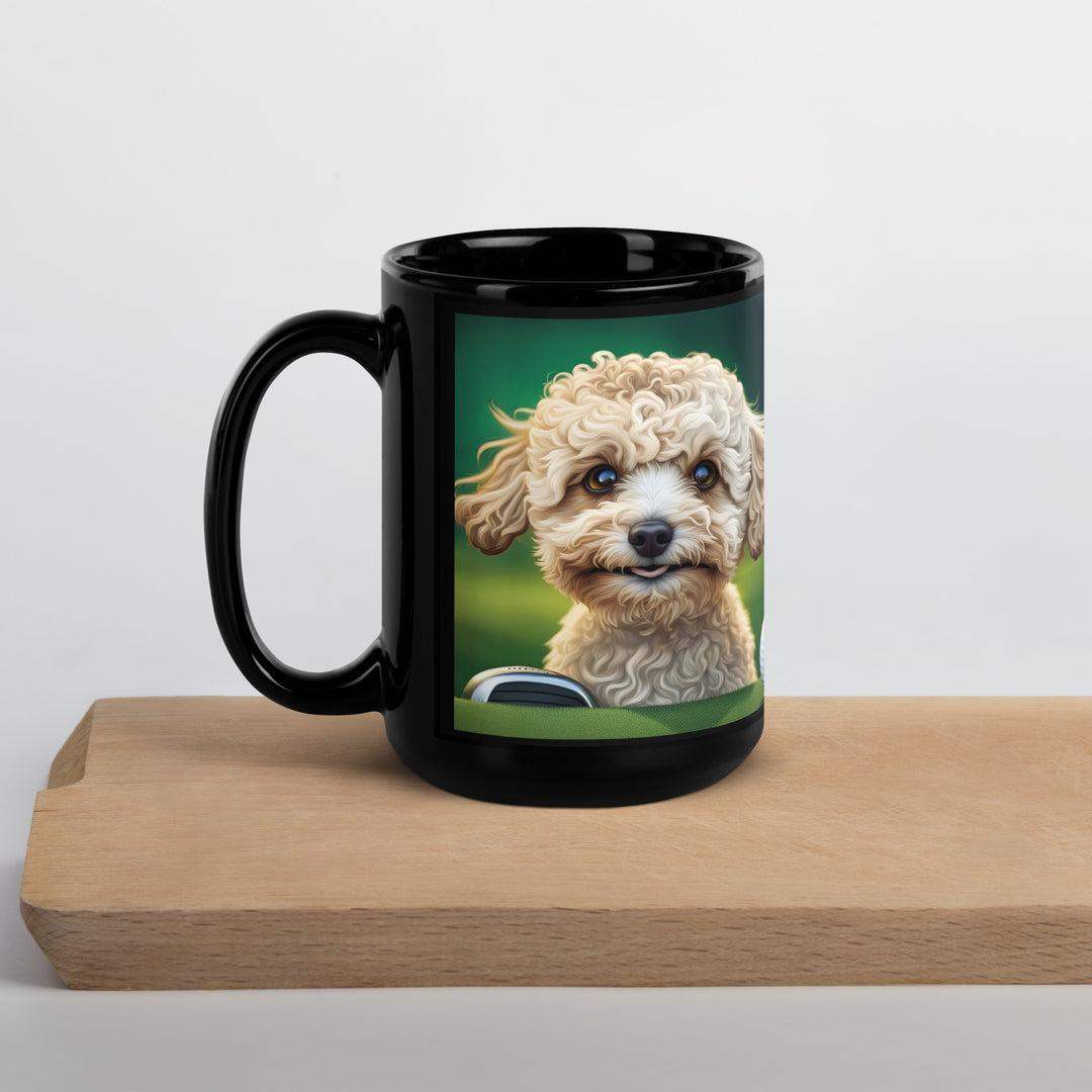 Maltipoo Golfer- Black Glossy Mug v6