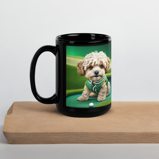 Maltipoo Golfer- Black Glossy Mug v7