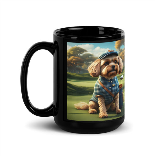 Pekapoo Golfer- Black Glossy Mug