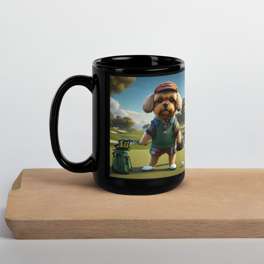 Pekapoo Golfer- Black Glossy Mug v2