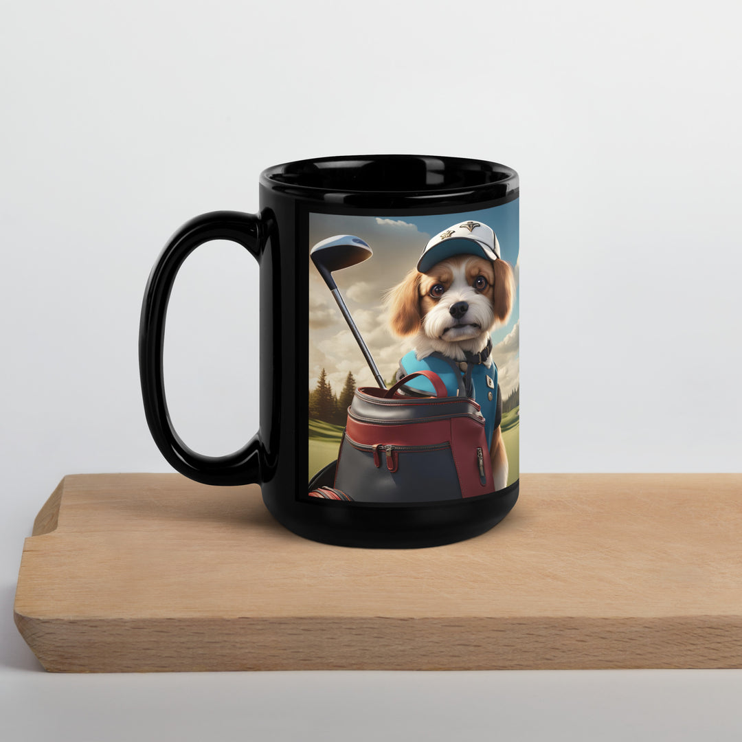 Pekapoo Golfer- Black Glossy Mug v4