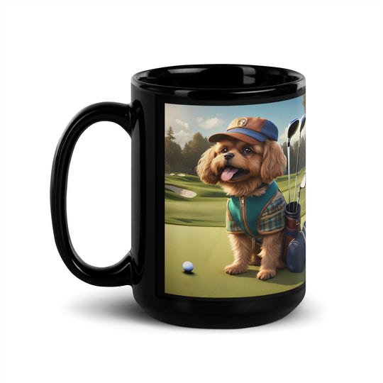 Pekapoo Golfer- Black Glossy Mug v12