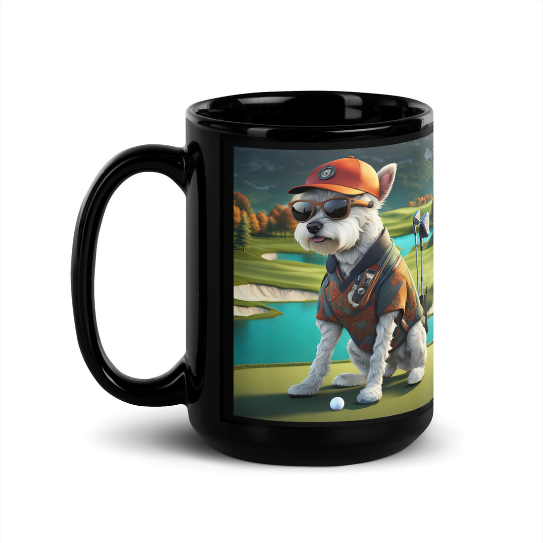 Pekapoo Golfer- Black Glossy Mug v13