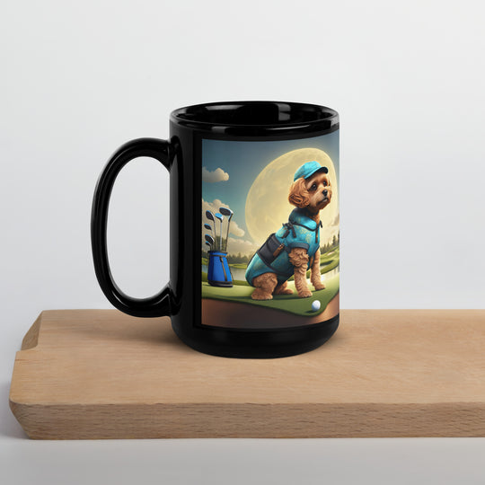 Pekapoo Golfer- Black Glossy Mug v9