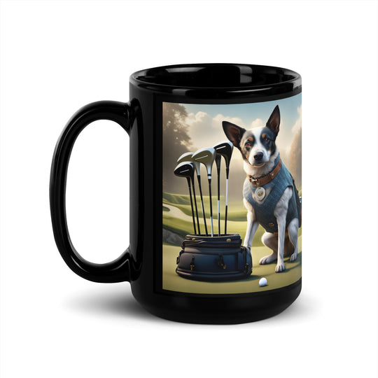 Texas Heeler Golfer- Black Glossy Mug v5