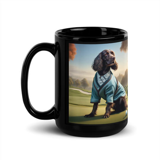 Sprocker Spaniel Golfer- Black Glossy Mug v3