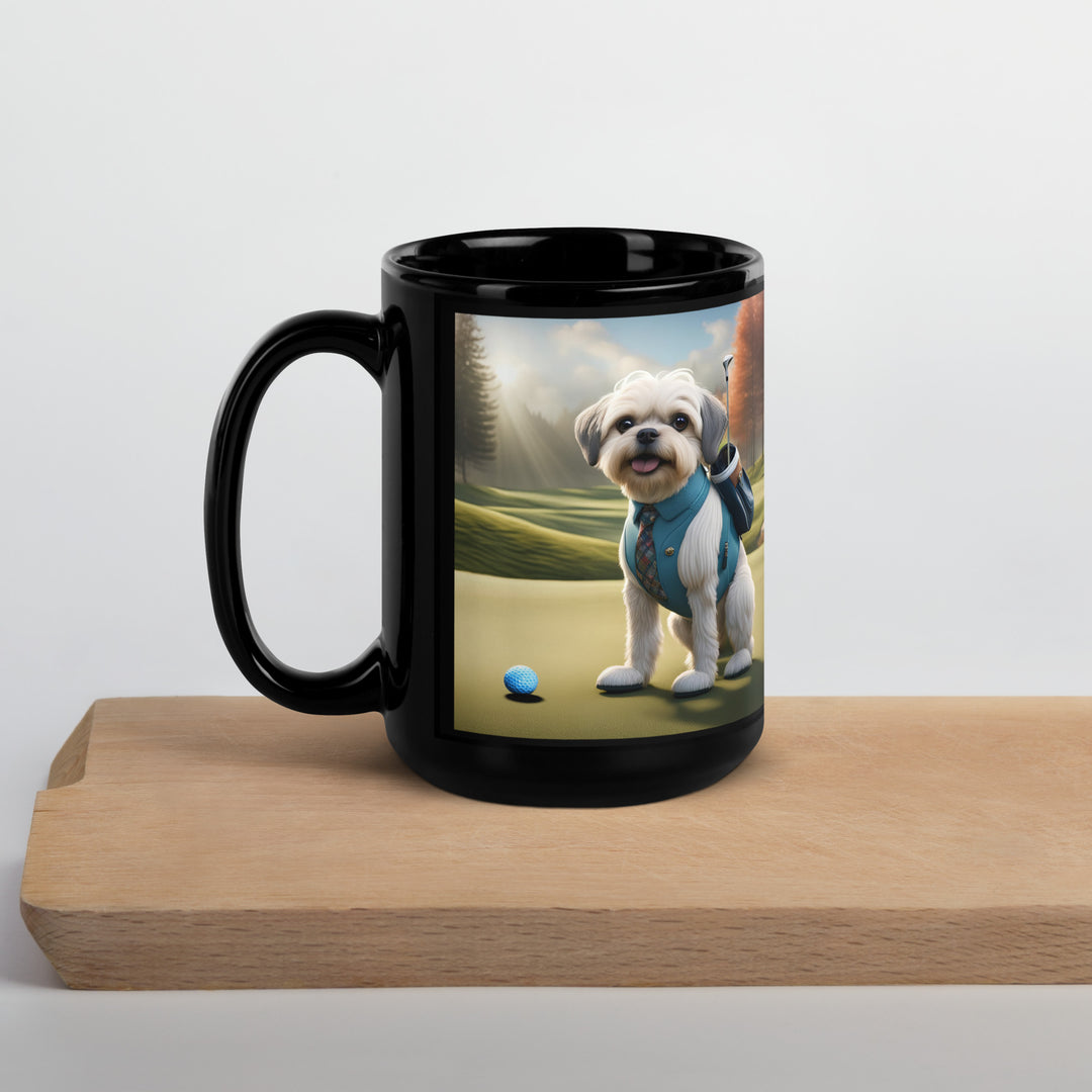 Pugapoo Golfer- Black Glossy Mug v2