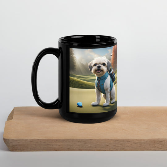 Pugapoo Golfer- Black Glossy Mug v2