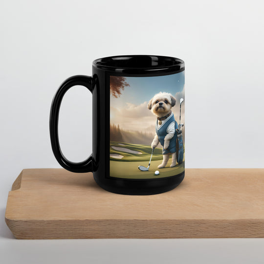 Pugapoo Golfer- Black Glossy Mug v6