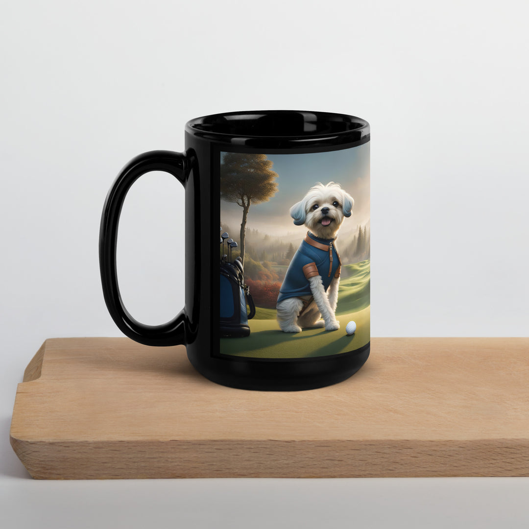 Pugapoo Golfer- Black Glossy Mug v7