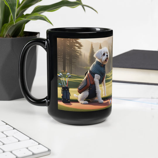 Pugapoo Golfer- Black Glossy Mug v8