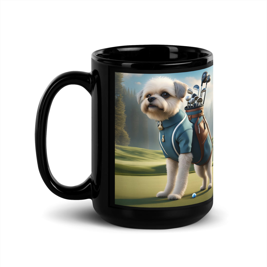 Pugapoo Golfer- Black Glossy Mug v9