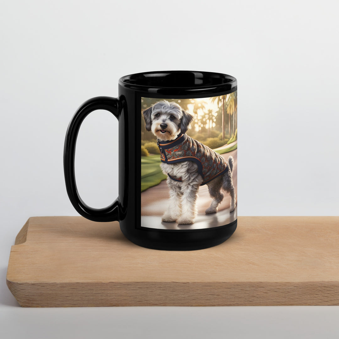 Schnoodle Golfer- Black Glossy Mug v11