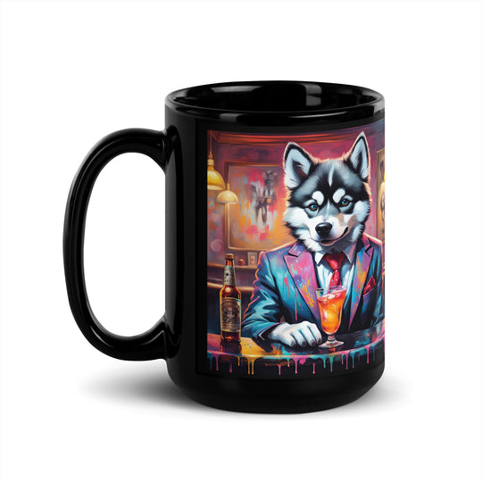 Pomsky General- Black Glossy Mug v4