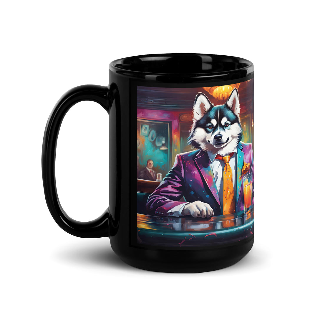 Pomsky General- Black Glossy Mug v6