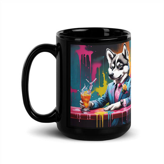 Pomsky General- Black Glossy Mug v7