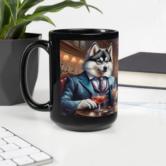 Pomsky General- Black Glossy Mug v8