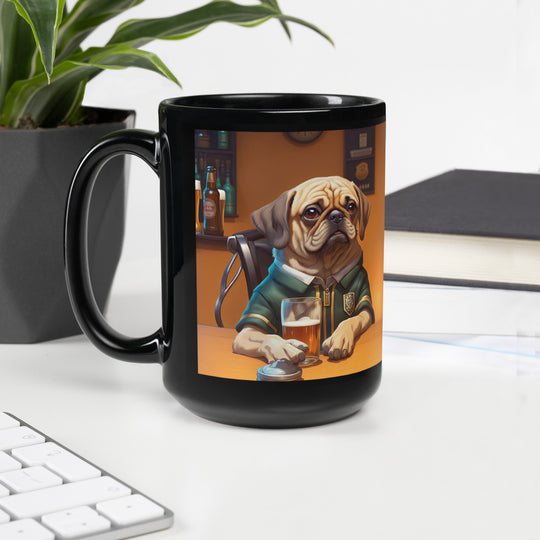 Puggle Golfer- Black Glossy Mug v14