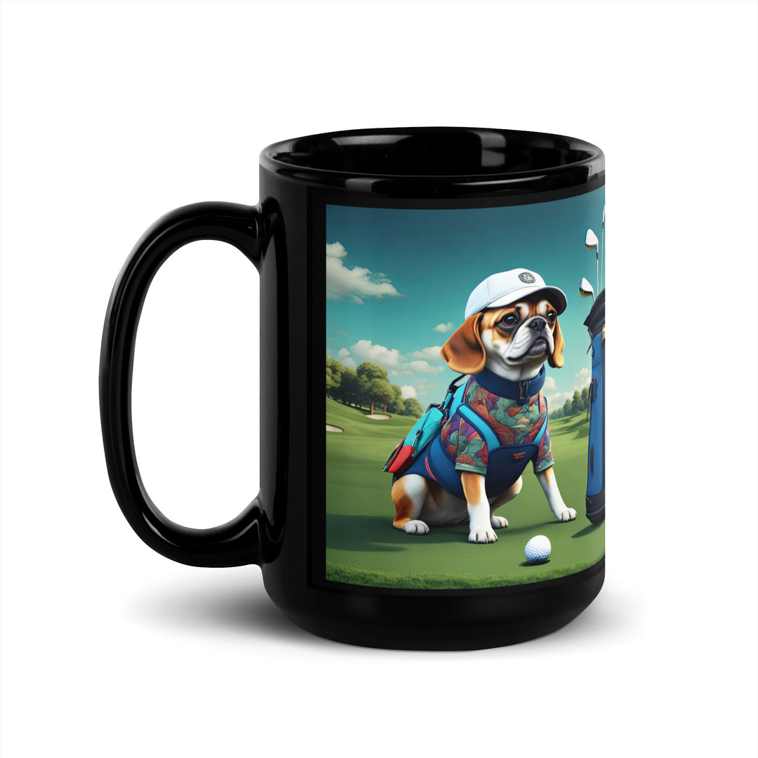 Puggle Golfer- Black Glossy Mug v17