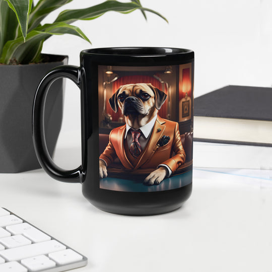 Puggle General- Black Glossy Mug v18