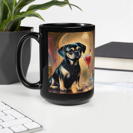 Puggle General- Black Glossy Mug v6