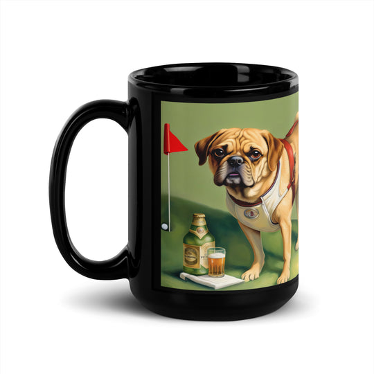 Puggle Golfer- Black Glossy Mug v15