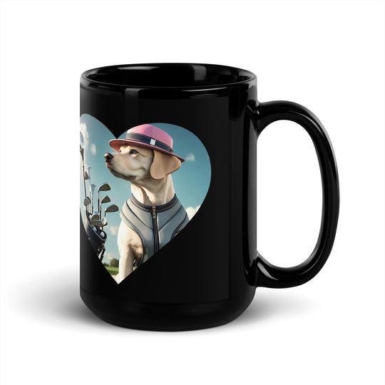 Black Glossy Mug-Labrador Retriever Golfer V2