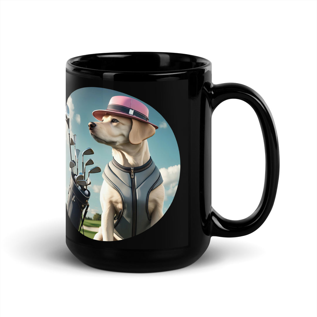 Black Glossy Mug-Labrador Retriever Golfer V3