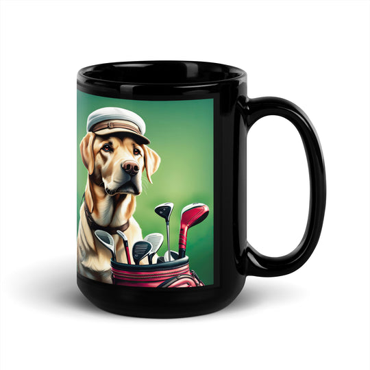 Black Glossy Mug-Labrador Retriever Golfer V7