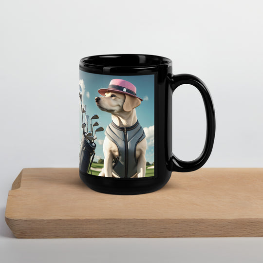 Black Glossy Mug-Labrador Retriever Golfer V8