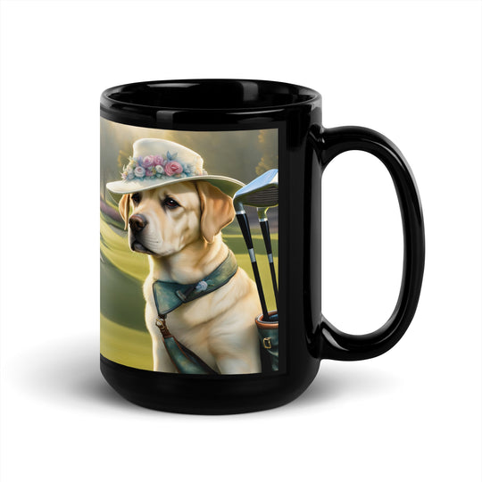 Black Glossy Mug-Labrador Retriever Golfer V9