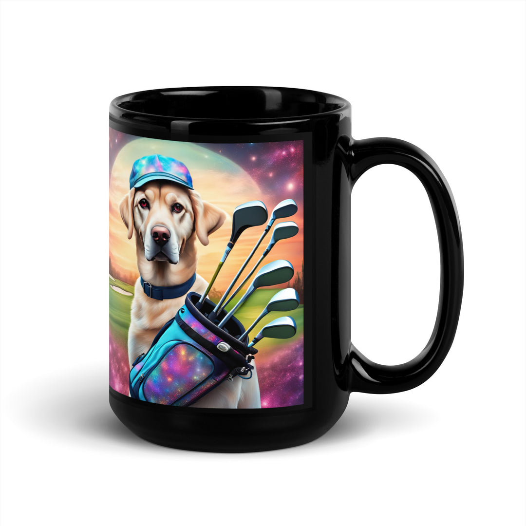 Black Glossy Mug-Labrador Retriever Golfer V11