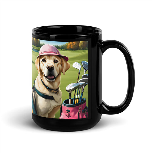 Black Glossy Mug-Labrador Retriever Golfer V15