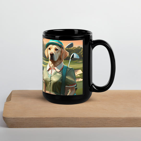 Black Glossy Mug-Labrador Retriever Golfer V20