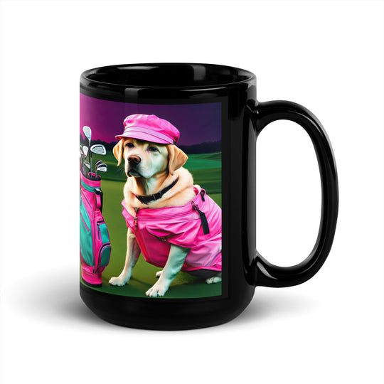 Black Glossy Mug-Labrador Retriever Golfer V21