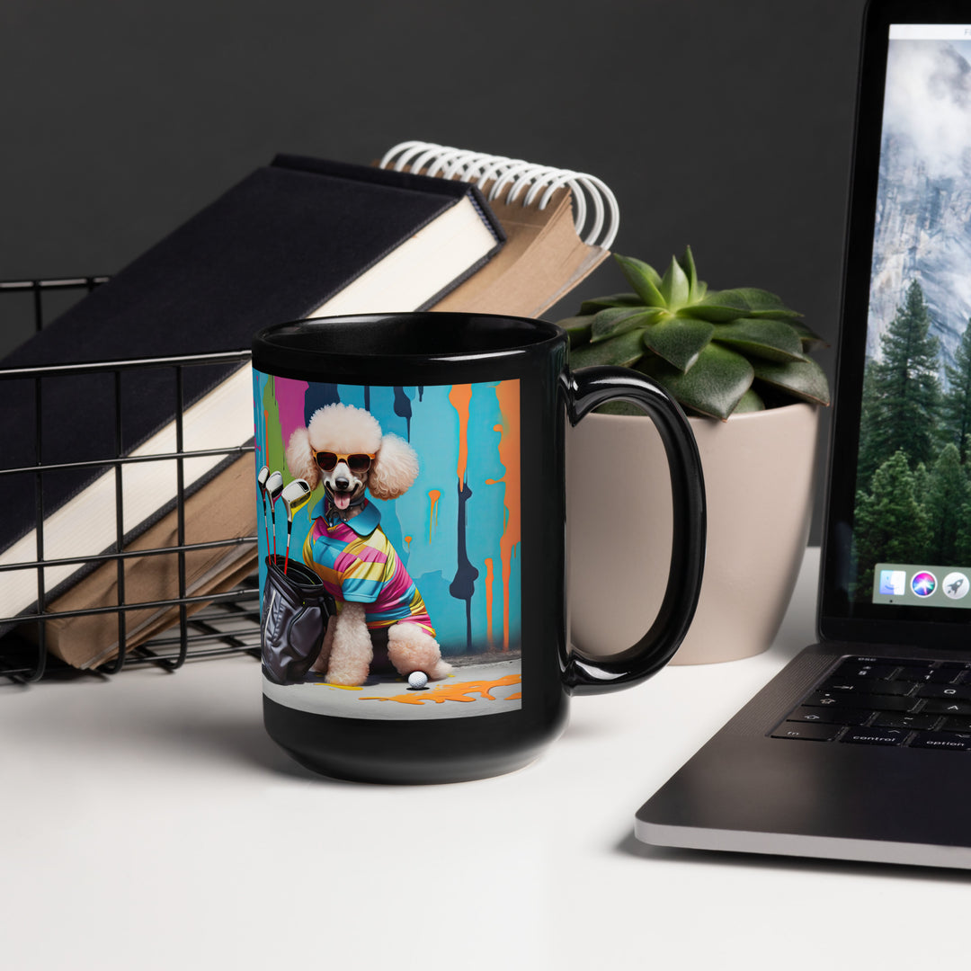 Poodle Golfer- Black Glossy Mug v4