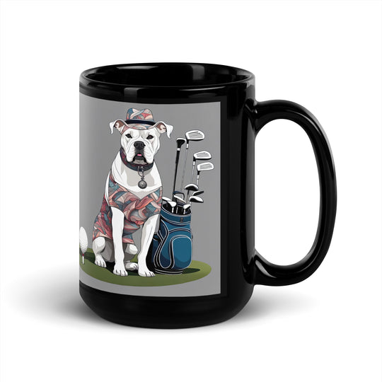 American Bulldog Golfer- Black Glossy Mug