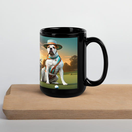 American Bulldog Golfer- Black Glossy Mug V2