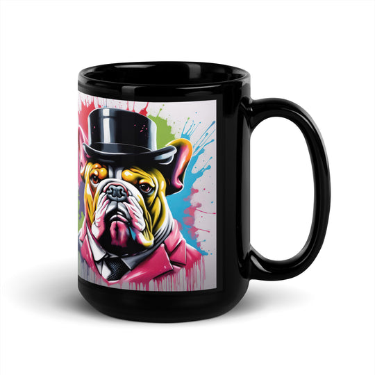 Bulldog- Black Glossy Mug v4