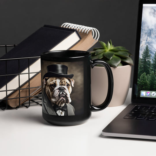 Bulldog- Black Glossy Mug v5