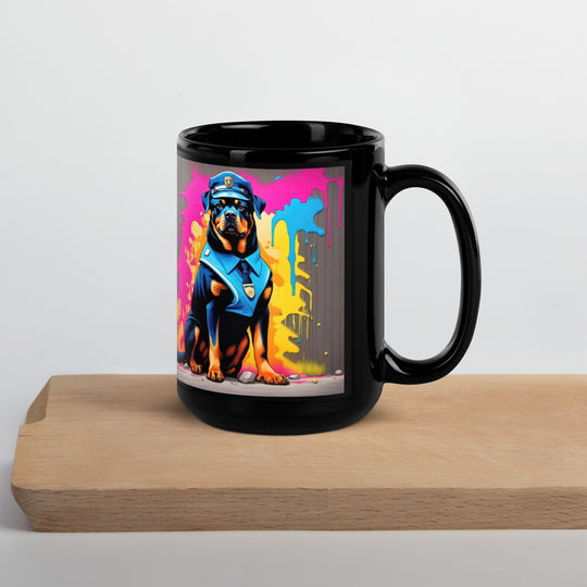 Rottweiler- Black Glossy Mug