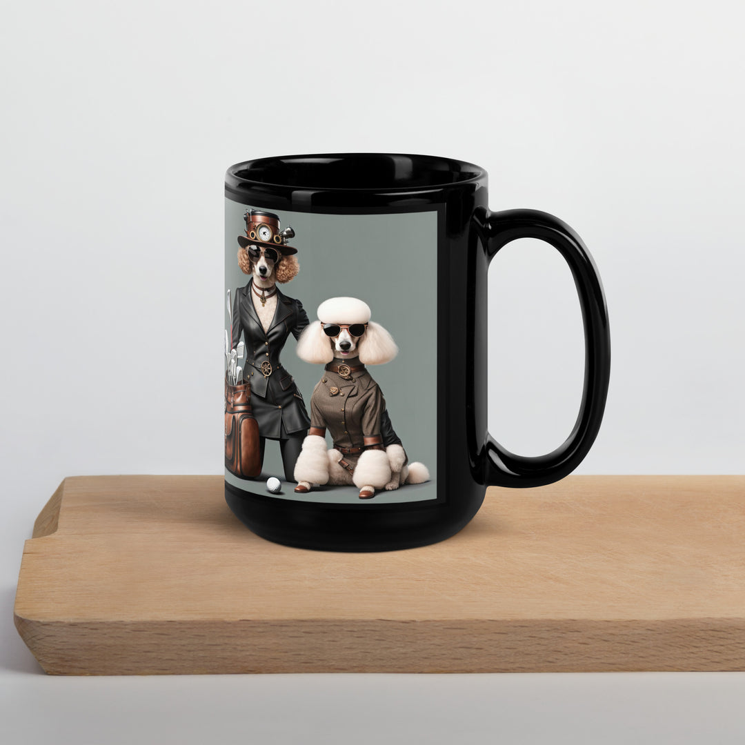 Poodle Golfer- Black Glossy Mug v5