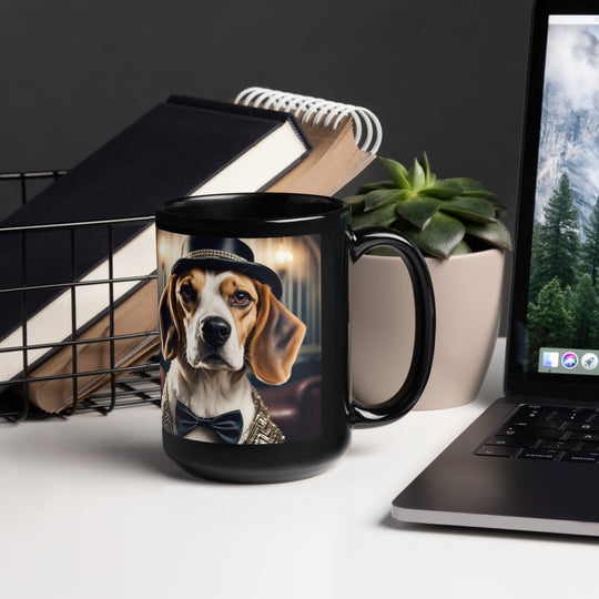 Beagle- Black Glossy Mug