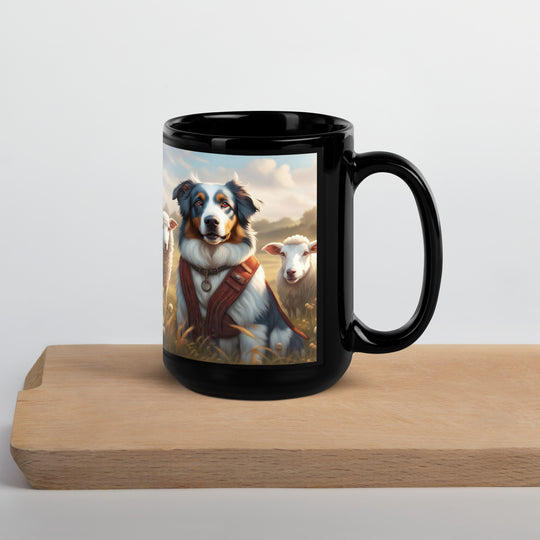 Australian Shepherd- Black Glossy Mug v4